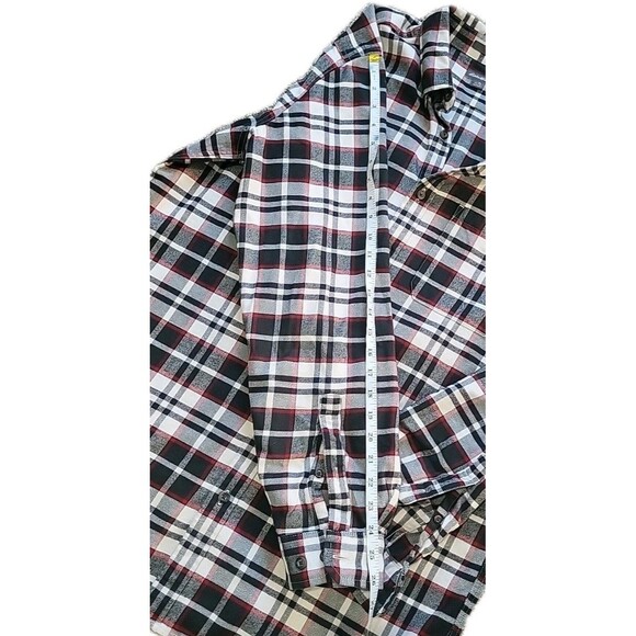EDDIE BAUER Relaxed Fit Gray/Red Plaid Button Down Flannel Shirt Men's Size TL - Picture 9 of 14